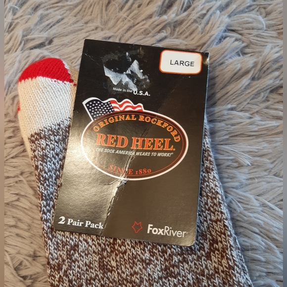 Red Heel Brown Heather Socks Size Large (Unisex) NWT - Picture 2 of 7